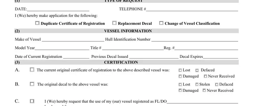 A way to fill in florida registration replacement form step 1