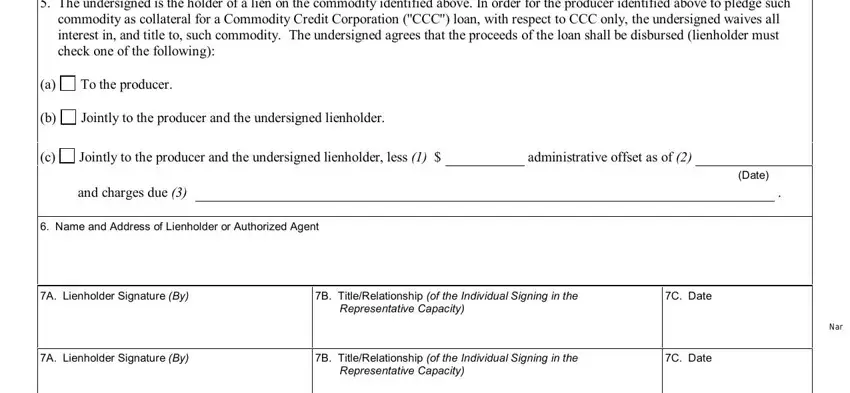 The undersigned is the holder of, administrative offset as of, and To the producer of ccc 679 lien waiver