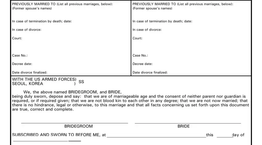 Tips on how to fill out military marriage form stage 2