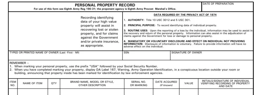 Writing section 1 in ea form 741 e