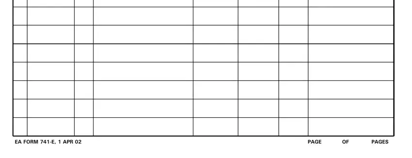 EA FORM E  APR, PAGES, and PAGE inside ea form 741 e