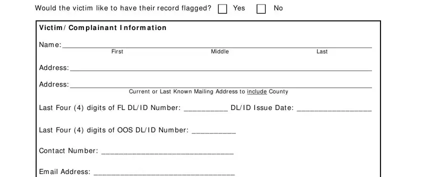 Fir st, Last Four   digit s of FL DL I D, and Curr ent or Last Know n Mailing in hsmv form 72068