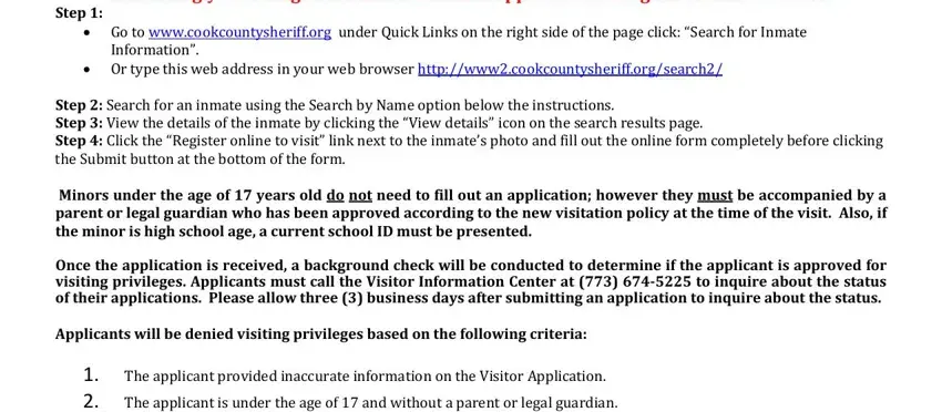 Learn how to fill in cook county visitation application part 1