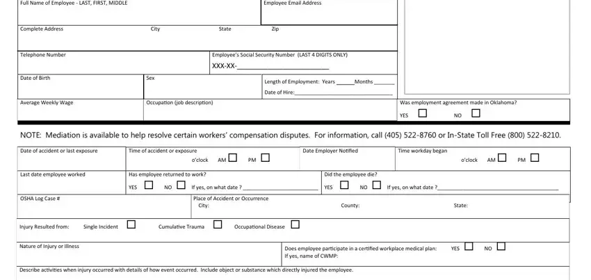 Tips on how to fill out workers comp form 2 stage 1