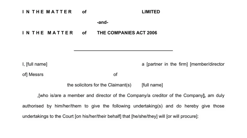 undertaking form online completion process detailed (stage 1)