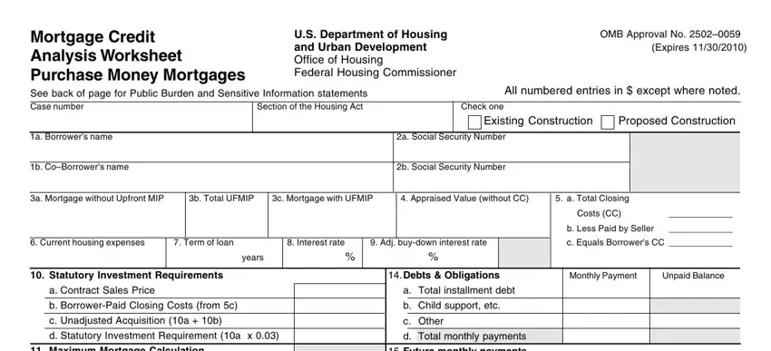 A way to fill in FHA portion 1