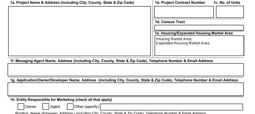 Filling in section 1 of affirmative fair housing marketing plan form