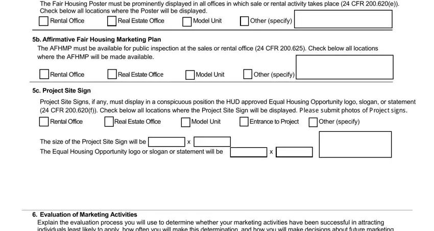 Filling out section 5 in affirmative fair housing marketing plan form