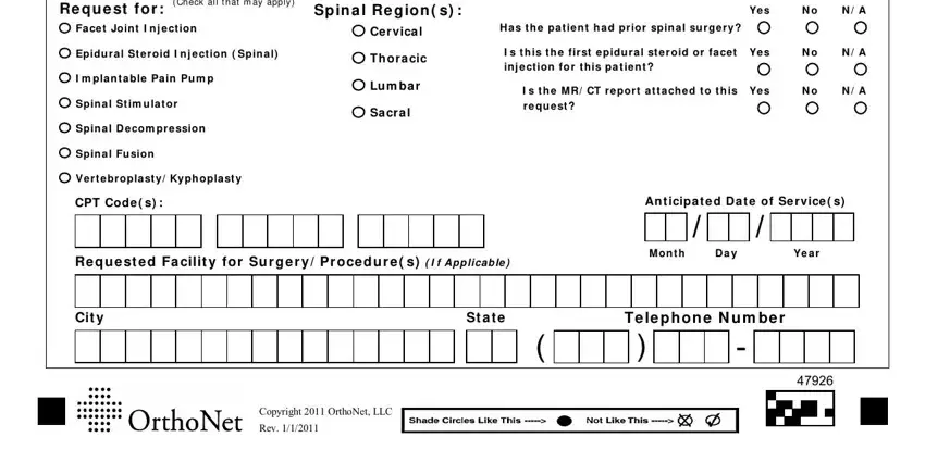 Filling out segment 2 in humana orthonet pain management form