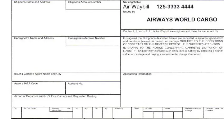 Completing part 1 in airway bill sample