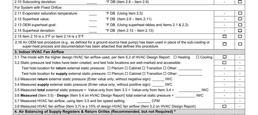 OEM subcooling goal   Subcooling, Superheat value, and Measured return external static inside HVAC Equipment Commissioning Checklist Form