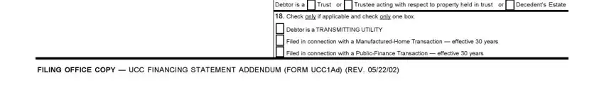 Part # 3 for filling out Ucc Finance Statement Addendum Form