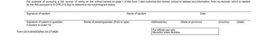 Filling out segment 3 of i20 certificate student