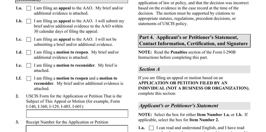 If you are filing an appeal or, Applicants or Petitioners Statement, and I am filing an appeal to the AAO I in i290b