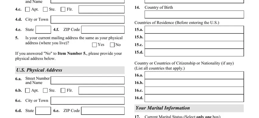 Filling out section 4 of i 821 download