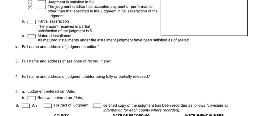 Filling out segment 2 in satisfaction judgment