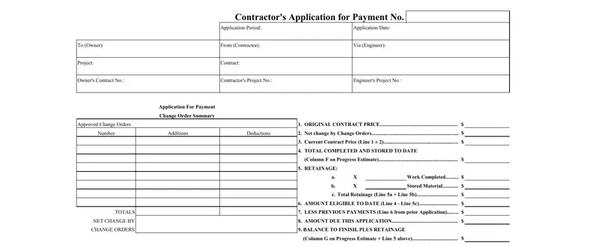 Filling in segment 1 of ejcdc pay application form