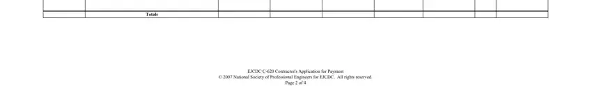 Completing section 4 of ejcdc pay application form