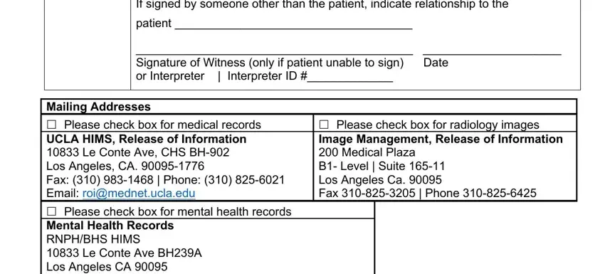 patient, Signature of Witness only if, and Mailing Addresses  Please check inside ucla release records