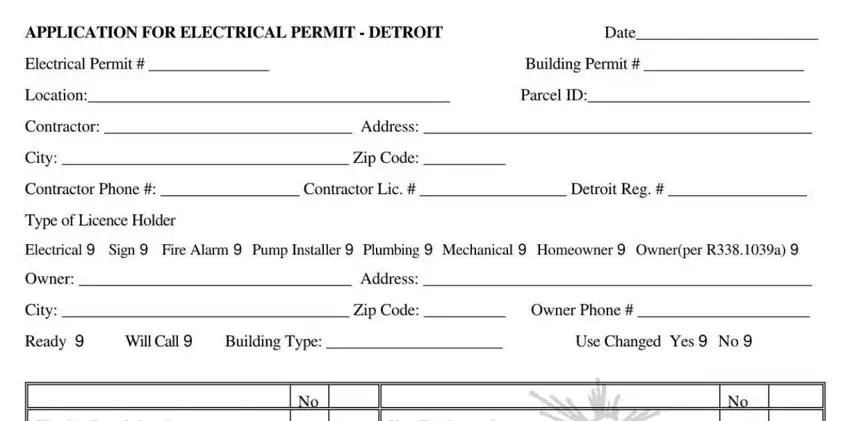 Step # 4 for filling in mi detroit application electrical permit