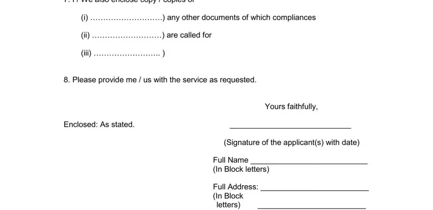 Filling out section 5 of meter change application online