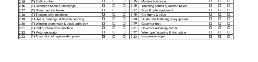 Elevator Inspection Checklist Form completion process shown (portion 3)