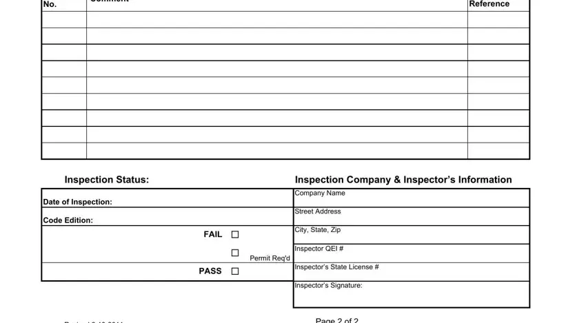Filling out segment 5 of Elevator Inspection Checklist Form