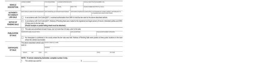Writing part 1 in ca dmv lien sale forms