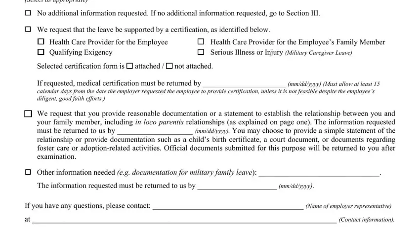 Completing section 4 of fmla form 381