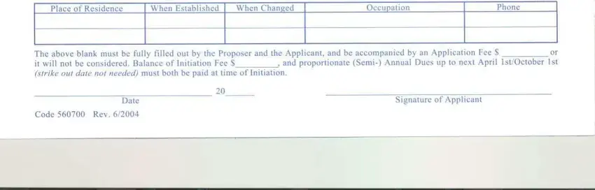 When Changed, Occupation, and Phone in elks lodge application