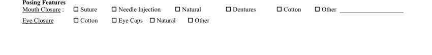 Filling out part 3 of embalming report forms
