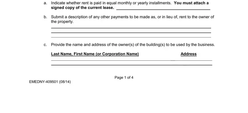 Filling out part 2 in emedny form 409501