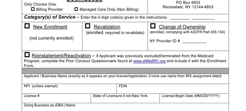 Step # 1 for filling in ny medicaid businesses