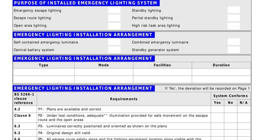 EMERGEN CY LI GHTI N G I N, EMERGEN CY LI GHTI N G I N, and Part ial st andby light ing in emergency lighting periodic inspection and testing certificate