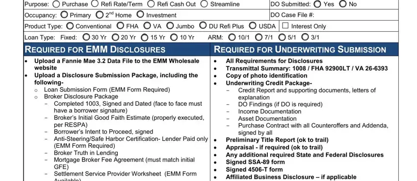 Filling out section 2 of emmwholesale
