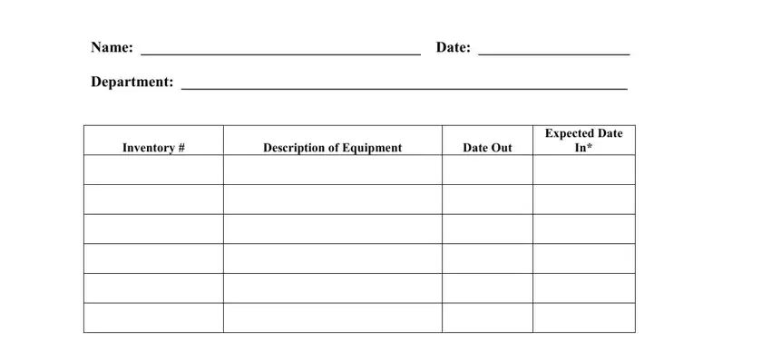 Completing segment 1 in state employee equipment check out log