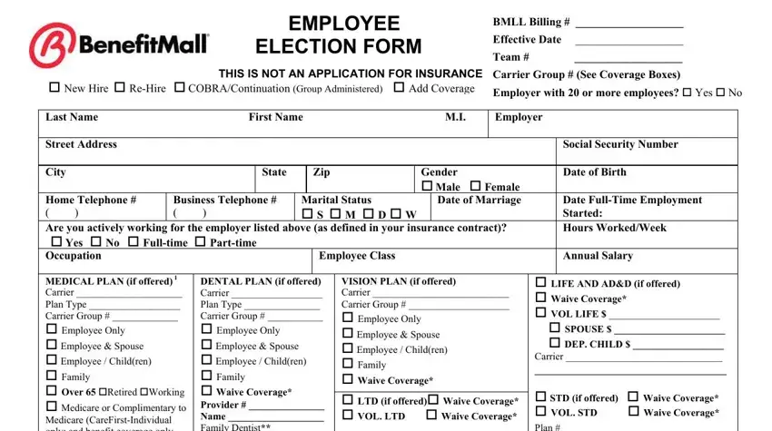 Ways to fill in employee coverage election letter step 1