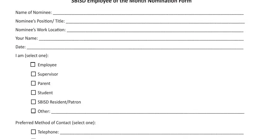 Step # 1 in filling out employee of the month nomination form template