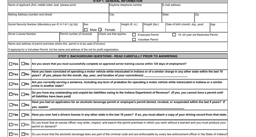 Writing section 1 of employee permit indiana