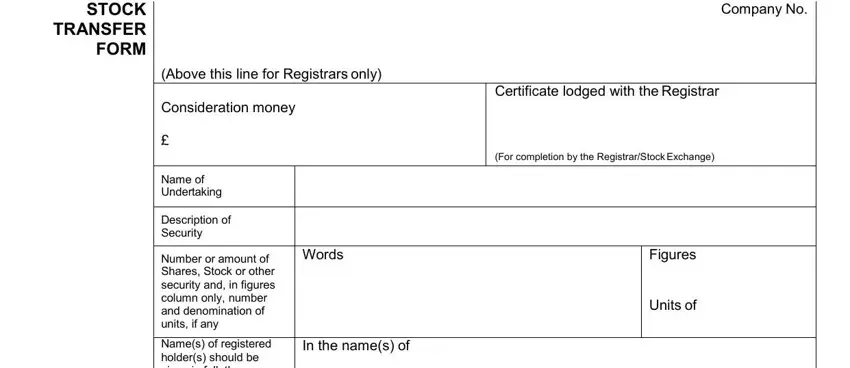 Stage number 1 in submitting blank stock transfer form