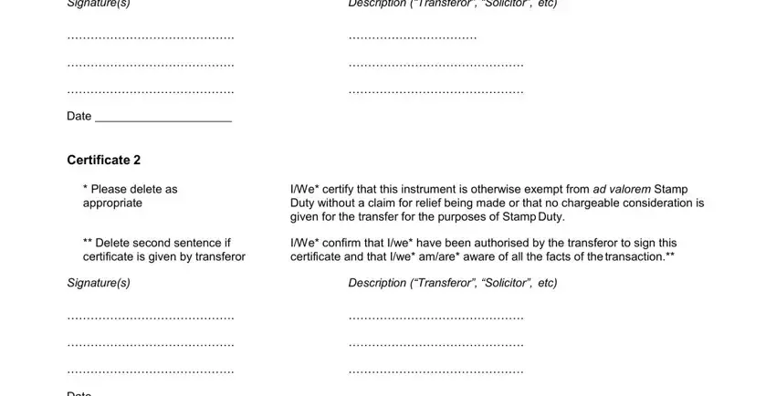 Writing part 3 of blank stock transfer form