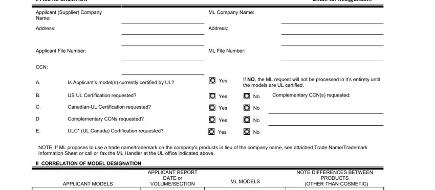 Completing segment 1 in UL Multiple Listing Request Form