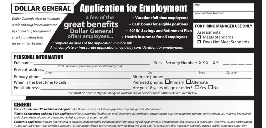 Free Printable Dollar General Job Application Form 1907