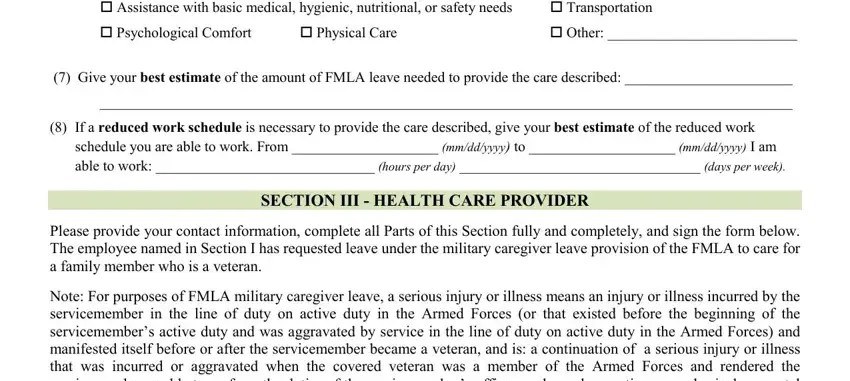Part number 3 in filling out v veteran caregiver form