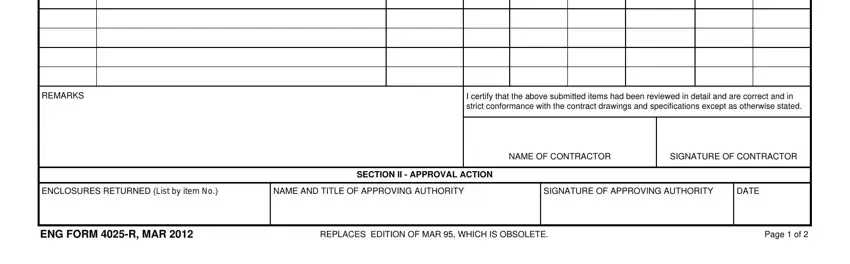 Filling in section 2 of form eng 4025 r form fillable