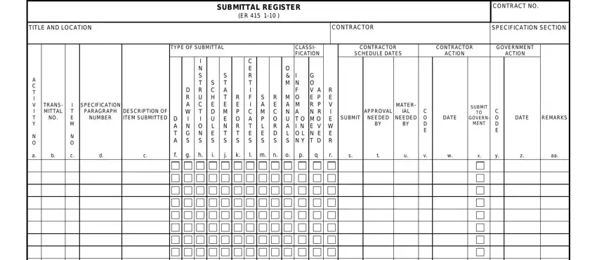 Filling in section 1 of eng 4288 form