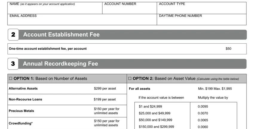 Filling in section 1 in general fee disclosure simple blank