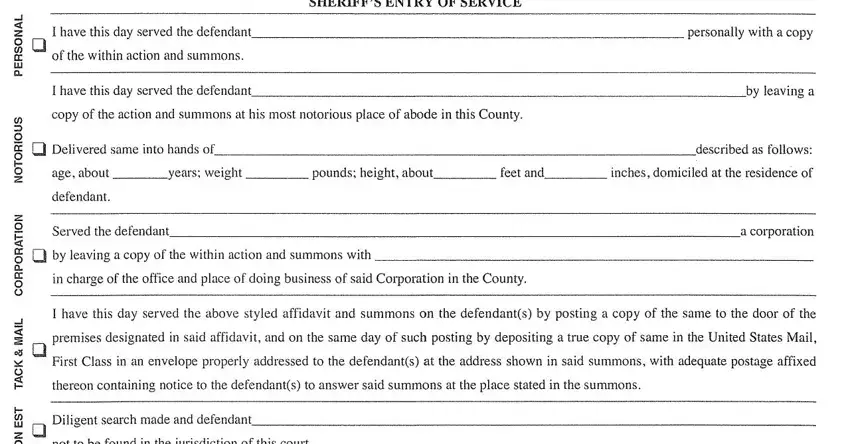 How one can fill in sheriff's entry of service part 2