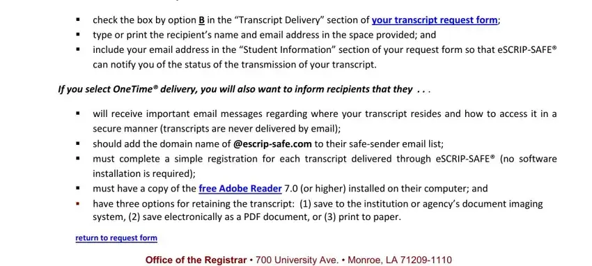 The right way to fill out ulm transcript portion 5