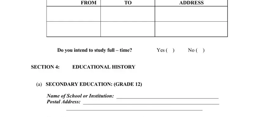 EDUCATIONAL HISTORY, Do you intend to study full  time, and FROM in upng online application form 2021